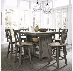 Lindsey Farm Gray and Sandstone 7 Piece Extendable Gathering Dining Set