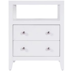 Dana Smooth White 2 Drawers Nightstand with Top Shelf