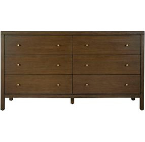 Mendel Walnut 6 Drawers Dresser