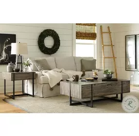 Modern Timber Natural And Dark Pewter Rectangular Occasional Table Set