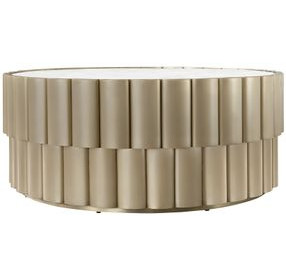 Horizon Gold and Gray Round Mirror Top Cocktail Table