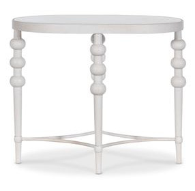 Horizon White Oval Glass Top End Table