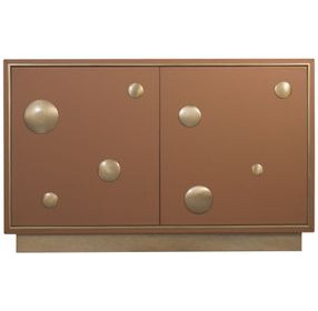 Melange Brown and Gold Upholstered 2 Door Hall Chest