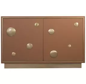 Melange Brown and Gold Upholstered 2 Door Hall Chest