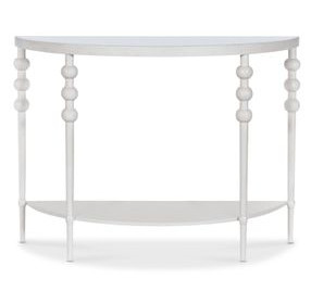 Melange White 44" Glass Top Demilune Console