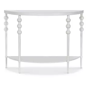 Melange White 44" Glass Top Demilune Console