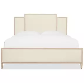 Melange Beige Upholstered Panel Bed