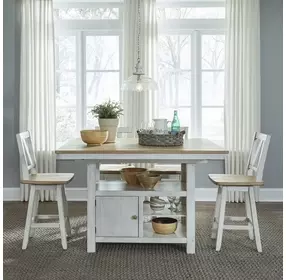 Harvest Fields Weathered White and Sandstone 5 Piece Extendable Gathering Dining Set