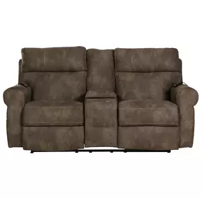 Tranquility Pewter Lay Flat Power Reclining Console 76" Loveseat with Power Lumbar and Heat Massage