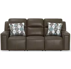 Arezzo Chocolate Power Headrest Power Reclining 87" Sofa