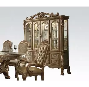 Dresden Gold Patina 6 Door Buffet and Hutch with LED