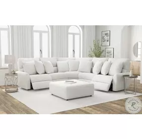Majesty White Deep Seat Power Reclining Sectional with Cocktail Ottoman