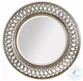 Alissa Champagne Leaf Round Wall Mirror