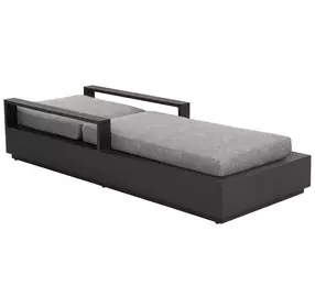 Tavira Lanikai Salt and Pepper Performance Fabric Upholstered Outdoor 82" Chaise Lounger