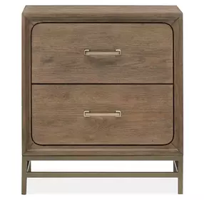 Lindon Belgian Wheat and Coffee Bean 2 Drawer Nightstand with USB Charging