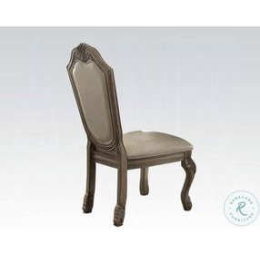 Chateau de Ville Synthetic Leather and Antique White Side Chair Set of 2