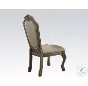 Chateau de Ville Synthetic Leather and Antique White Side Chair Set of 2