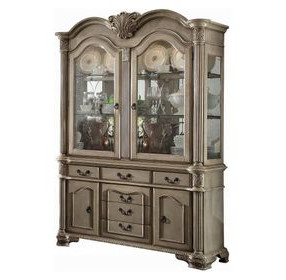 Chateau De Ville Antique White 4 Door Buffet and Hutch with LED