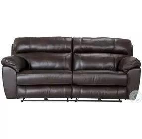 Costa Chocolate Leather Lay Flat Power Reclining 91" Sofa