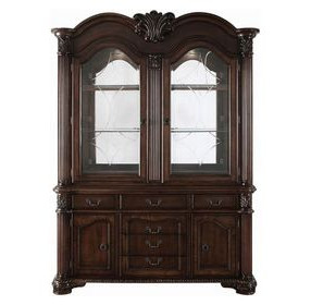 Chateau De Ville Espresso 4 Door Buffet and Hutch with LED
