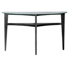 Capri Espresso Demilune Glass Top Sofa Table