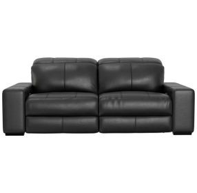 Ferrara Black Leather 93" Zero Gravity Power Reclining Sofa with Power Headrest and USB Charging