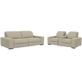 Ferrara Smoke Leather Zero Gravity Power Reclining Living Room Set with Power Headrest and USB Charging