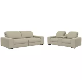 Ferrara Smoke Leather Zero Gravity Power Reclining Living Room Set with Power Headrest and USB Charging