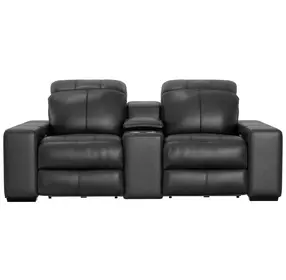 Ferrara Black Leather 87" Zero Gravity Power Reclining Console Loveseat with Power Headrest and USB Charging