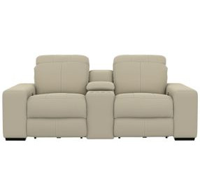 Ferrara Smoke Leather 87" Zero Gravity Power Reclining Console Loveseat with Power Headrest and USB Charging