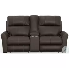 Fredda Coffee Lay Flat Power Reclining Console 79" Loveseat with Power Headrest And Zero Gravity