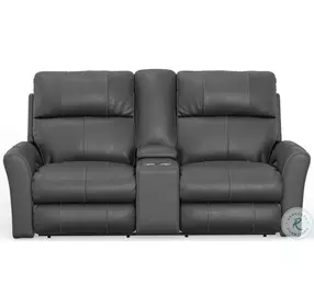 Fredda Anthracite Lay Flat Power Reclining Console 79" Loveseat with Power Headrest And Zero Gravity