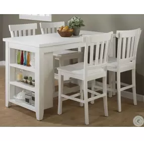 Madaket Distressed Posh White Shelf Storage Counter Height Dining Room Set