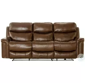Ceretti Brown Leather Power Reclining 87" Sofa