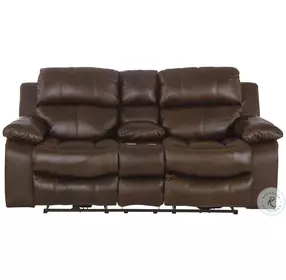 Positano Cocoa Leather Power Reclining Console 79" Loveseat With Storage