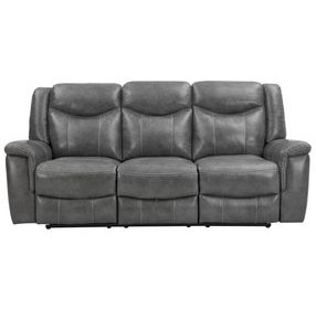 Conrad Gray Reclining Sofa With Drop Down Table