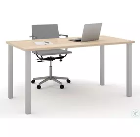 Universel 60" Northern Maple Square Metal Leg Table