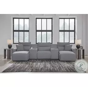 Modmax Salt And Pepper Performance Fabric 5 Piece Power Reclining Sectional with RAF Chaise
