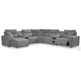 Modmax Salt And Pepper Performance Fabric 7 Piece Power Reclining Sectional with LAF Chaise