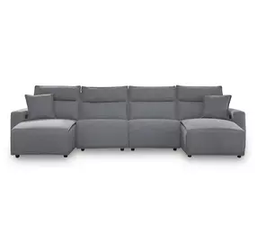 Modmax Salt And Pepper Performance Fabric 4 Piece Power Reclining Sectional with Chaise