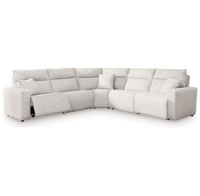 Modmax II Stone Performance Fabric 5 Piece Modular Power Reclining Sectional with USB Charging