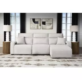 Modmax II Stone Performance Fabric 3 Piece Modular Power Reclining Sectional Sofa Chaise with USB Charging
