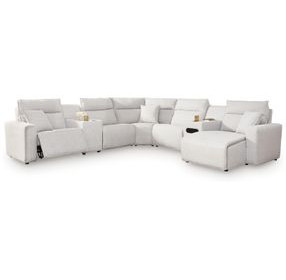 Modmax II Stone Performance Fabric 7 Piece Modular Power Reclining Sectional with USB Charging and Audio System Console