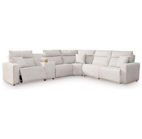 Modmax II Stone Performance Fabric 6 Piece Modular Power Reclining Sectional with Console and USB Charging