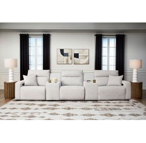 Modmax II Stone Performance Fabric 5 Piece Modular Power Reclining Sectional with Consoles and USB Charging