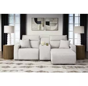 Modmax II Stone Performance Fabric 3 Piece Modular Power Reclining Sectional with Chaise and USB Charging