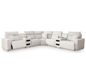 Modmax II Stone Performance Fabric 7 Piece Modular Power Reclining Sectional with USB Charging and Audio Consoles
