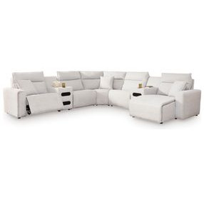 Modmax II Stone Performance Fabric 7 Piece Modular RAF Power Reclining Sectional with USB Charging and Audio Consoles