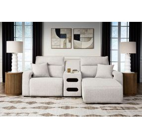 Modmax II Stone Performance Fabric 3 Piece Modular Power Reclining Sectional with USB Charging and Audio Console