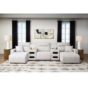 Modmax II Stone Performance Fabric 5 Piece Modular Power Reclining Sectional with USB Charging and Audio Consoles